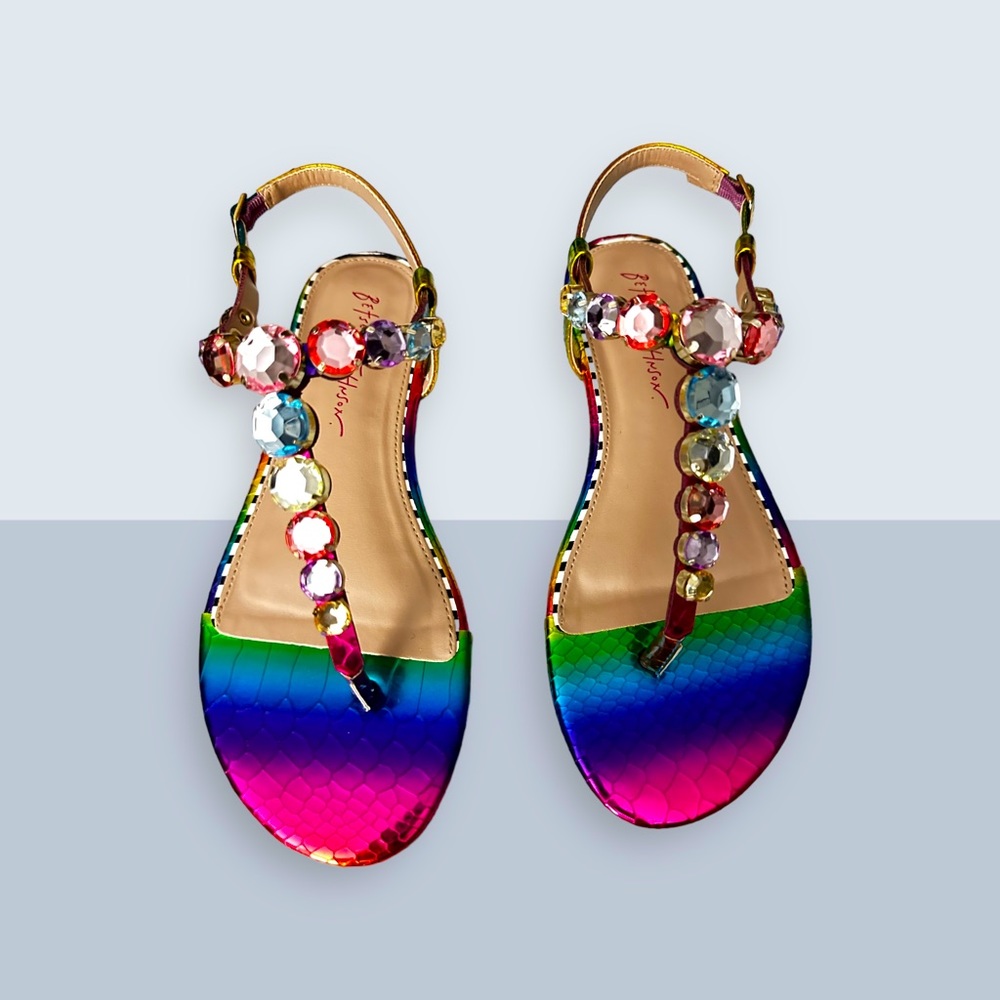 Betsy Johnson- jeweled sandals.